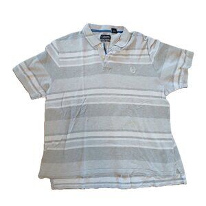 Chaps Men’s Gray Striped Polo Shirt XL 100% Cotton